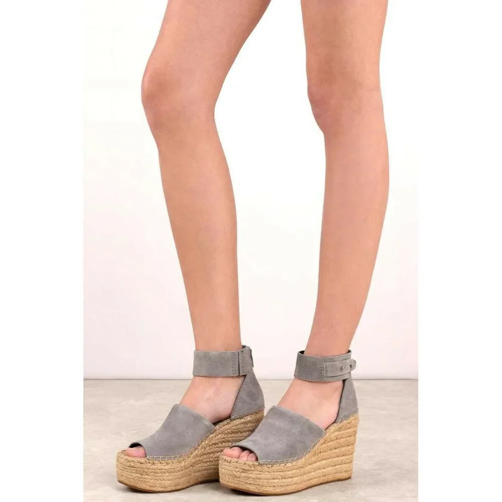 Dolce Vita Espadrille‎ Sandals Gray Suede Platform